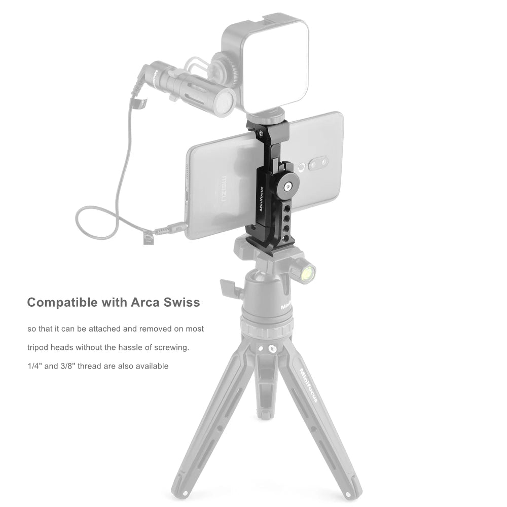 Metal Phone Tripod Mount with Cold Shoe & Arca Base by HitMyNeed