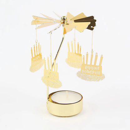 Metal Rotating Christmas Candle Holder Decoration happy-birthday by HitMyNeed