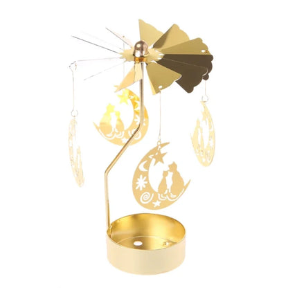 Metal Rotating Christmas Candle Holder Decoration moon-cat by HitMyNeed