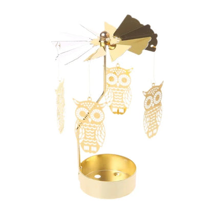 Metal Rotating Christmas Candle Holder Decoration owl by HitMyNeed