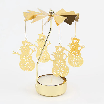 Metal Rotating Christmas Candle Holder Decoration snowman by HitMyNeed