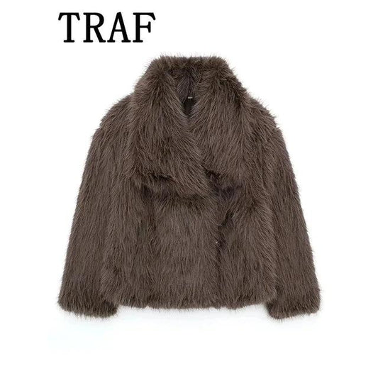 Metal Sequin Woven Stand Collar Jacket for Women brown l by HitMyNeed