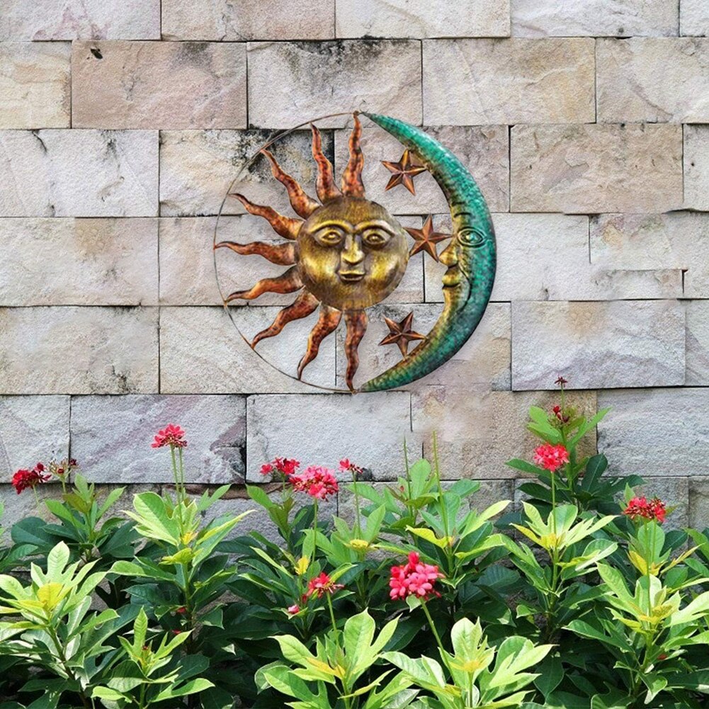 Metal Sun and Moon Wall Decor, 29 cm by HitMyNeed