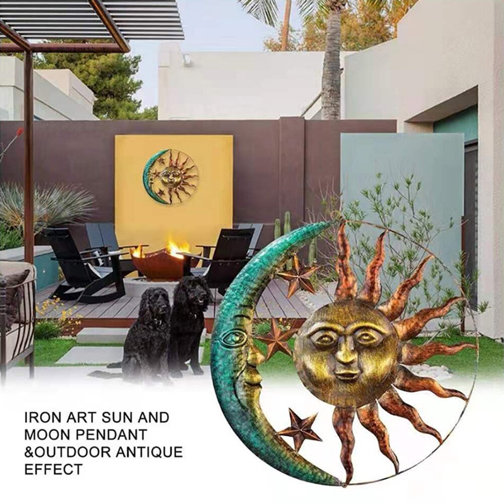 Metal Sun and Moon Wall Decor, 29 cm by HitMyNeed