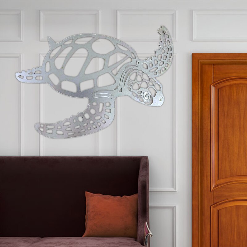 Metal Turtle Wall Art Hanging Decor 30 x 28cm by HitMyNeed