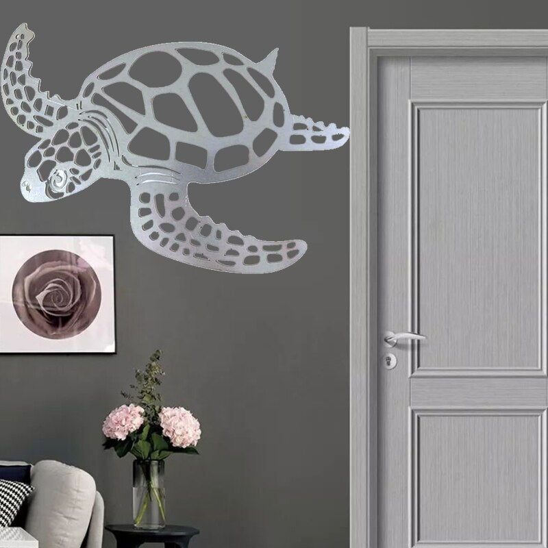 Metal Turtle Wall Art Hanging Decor 30 x 28cm by HitMyNeed