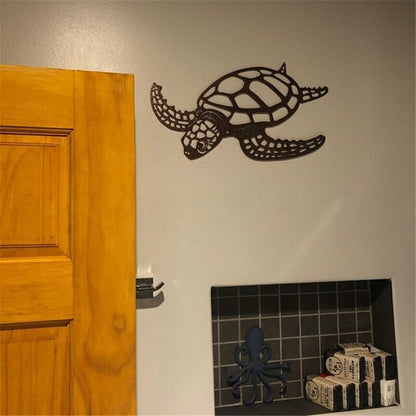 Metal Turtle Wall Art Hanging Decor 30 x 28cm by HitMyNeed