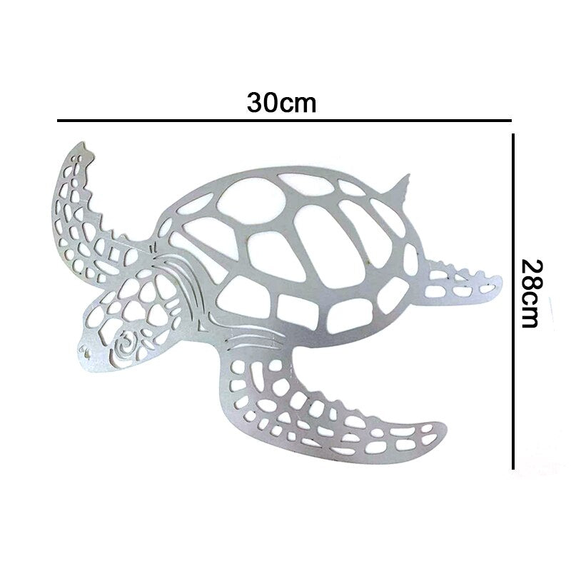 Metal Turtle Wall Art Hanging Decor 30 x 28cm by HitMyNeed