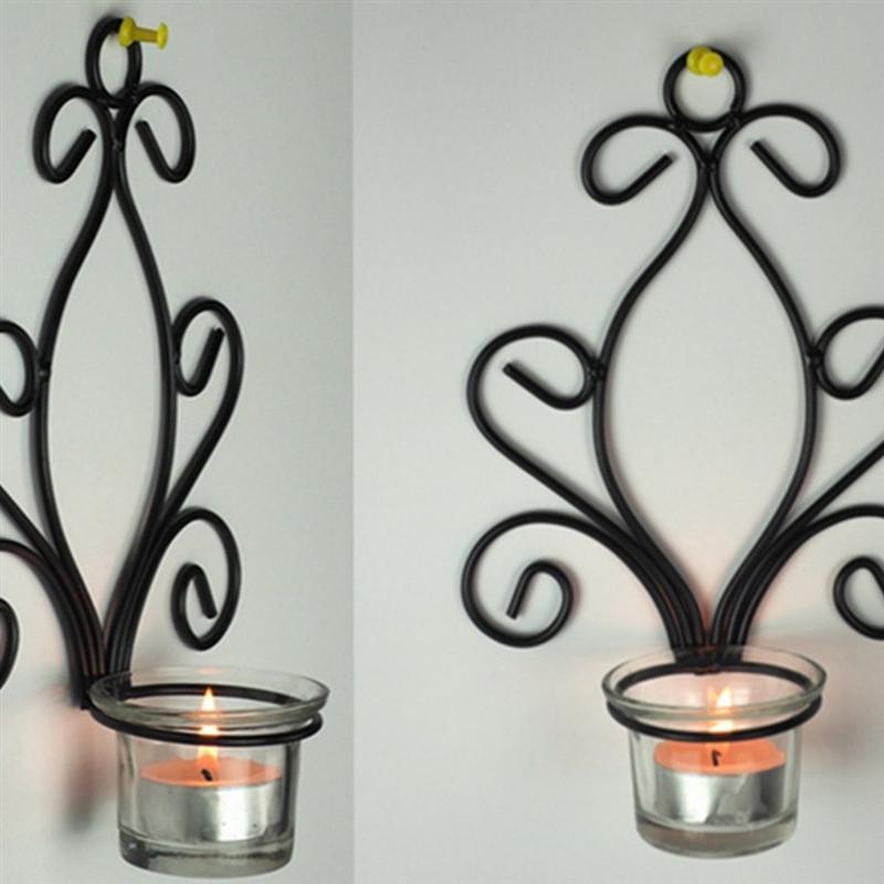 Metal Wall Candle Holder with Glass Cup by HitMyNeed