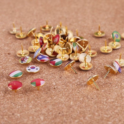 Metal World Flag Push Pins Set (100pcs) by HitMyNeed
