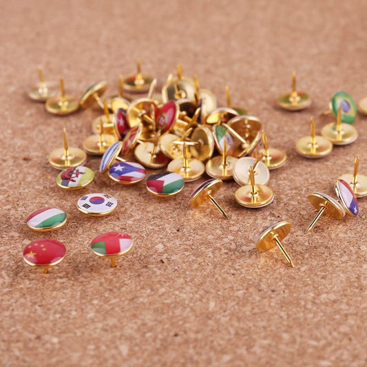 Metal World Flag Push Pins Set (100pcs) by HitMyNeed