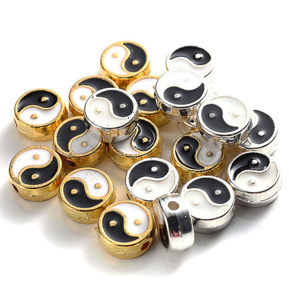 Metal Yin Yang Beads 8mm (Set of 10) by HitMyNeed
