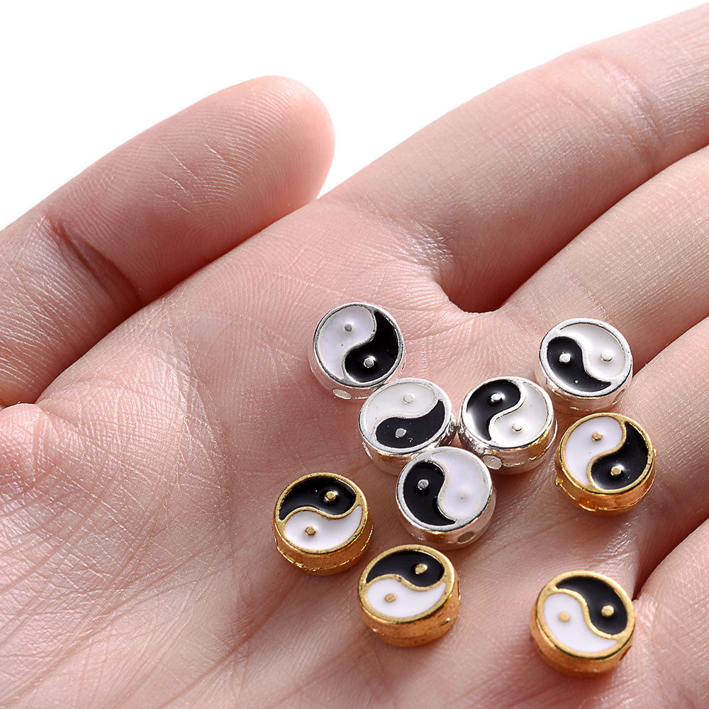 Metal Yin Yang Beads 8mm (Set of 10) by HitMyNeed