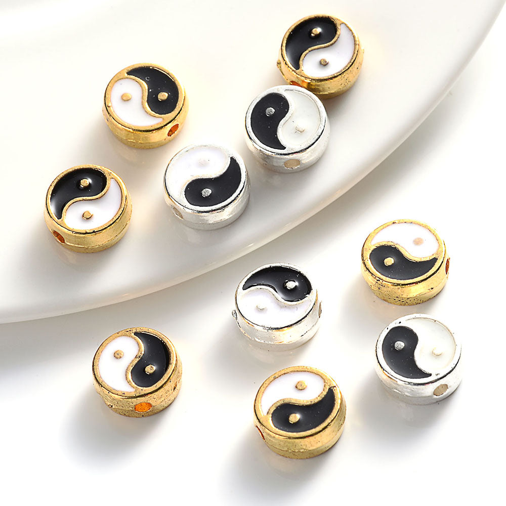 Metal Yin Yang Beads 8mm (Set of 10) by HitMyNeed