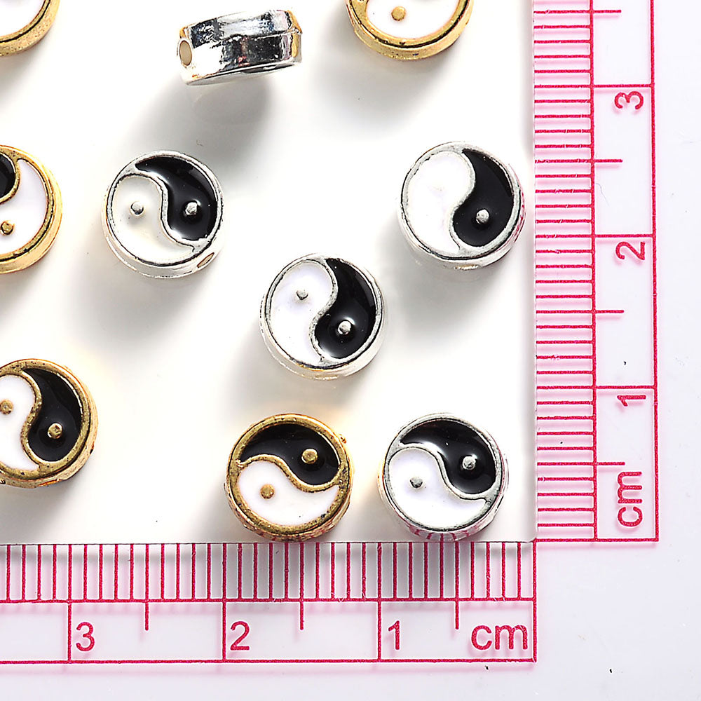 Metal Yin Yang Beads 8mm (Set of 10) by HitMyNeed
