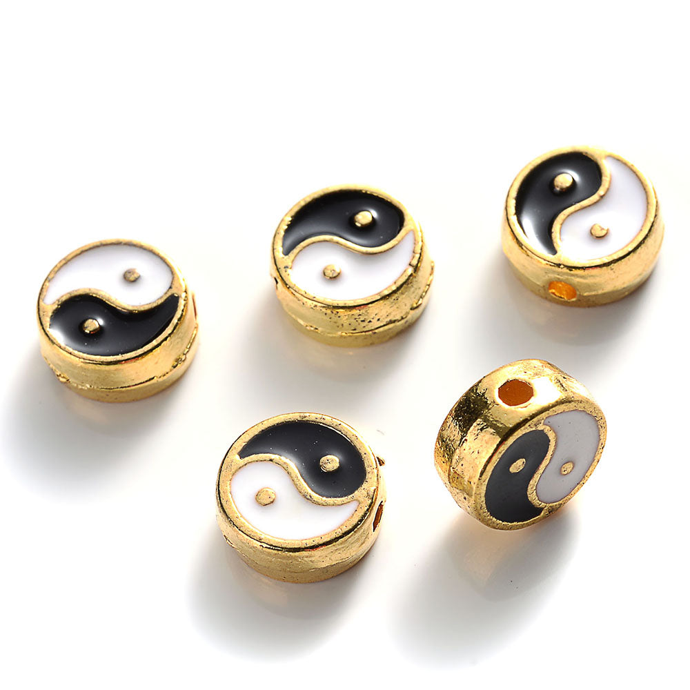 Metal Yin Yang Beads 8mm (Set of 10) gold by HitMyNeed