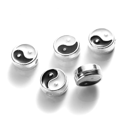 Metal Yin Yang Beads 8mm (Set of 10) silver by HitMyNeed