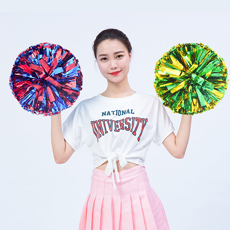 Metallic Cheerleader Pompom with Plastic Handle by HitMyNeed