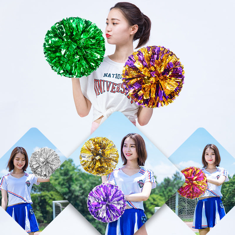 Metallic Cheerleader Pompom with Plastic Handle by HitMyNeed