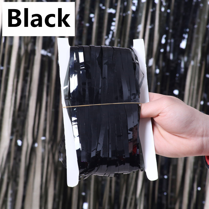 Metallic Foil Backdrop Curtain 2 x 1m black by HitMyNeed