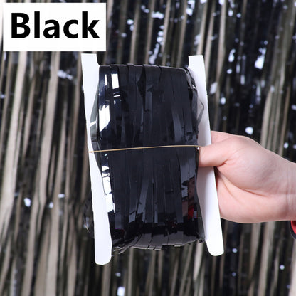 Metallic Foil Backdrop Curtain 2 x 1m black by HitMyNeed