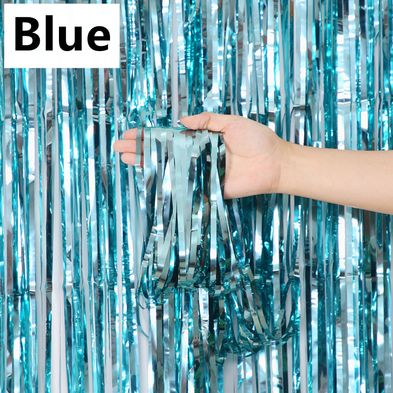 Metallic Foil Backdrop Curtain 2 x 1m blue by HitMyNeed
