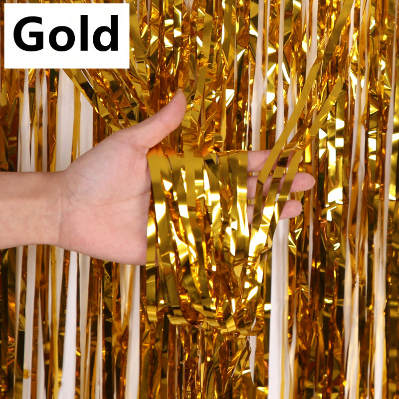Metallic Foil Backdrop Curtain 2 x 1m gold by HitMyNeed