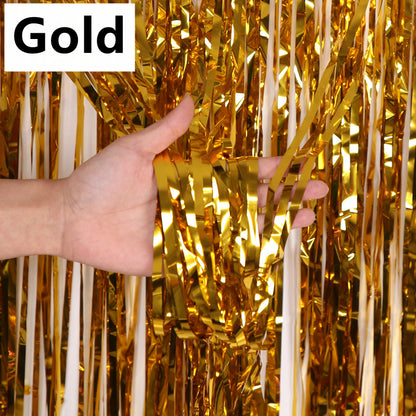 Metallic Foil Backdrop Curtain 2 x 1m gold by HitMyNeed