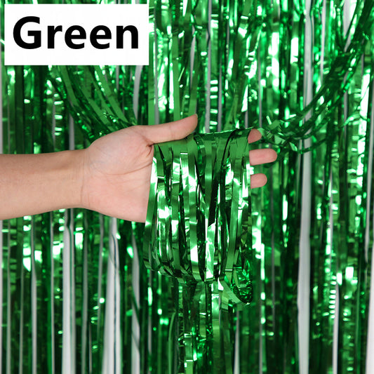 Metallic Foil Backdrop Curtain 2 x 1m green by HitMyNeed
