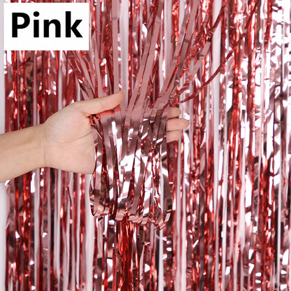 Metallic Foil Backdrop Curtain 2 x 1m pink by HitMyNeed