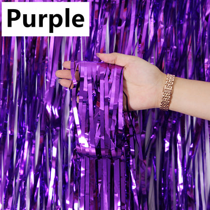Metallic Foil Backdrop Curtain 2 x 1m purple by HitMyNeed