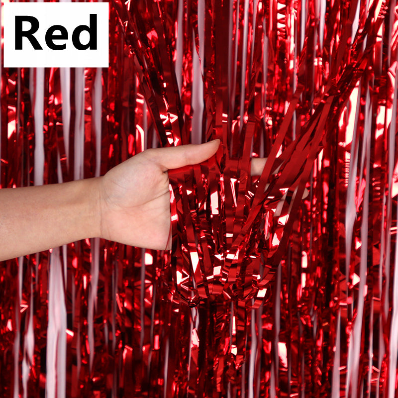 Metallic Foil Backdrop Curtain 2 x 1m red by HitMyNeed