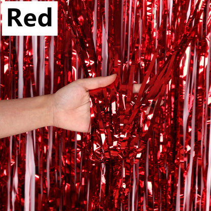 Metallic Foil Backdrop Curtain 2 x 1m red by HitMyNeed