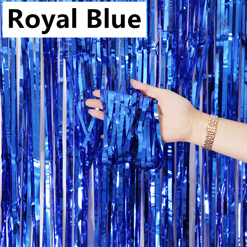 Metallic Foil Backdrop Curtain 2 x 1m royal-blue by HitMyNeed