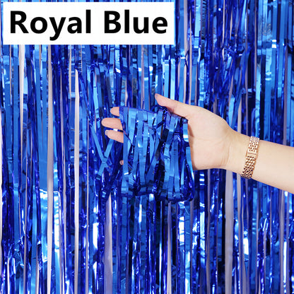 Metallic Foil Backdrop Curtain 2 x 1m royal-blue by HitMyNeed