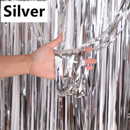 Metallic Foil Backdrop Curtain 2 x 1m silver by HitMyNeed