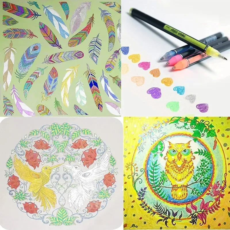 Metallic Glitter Gel Pen & Highlighter Sets by HitMyNeed