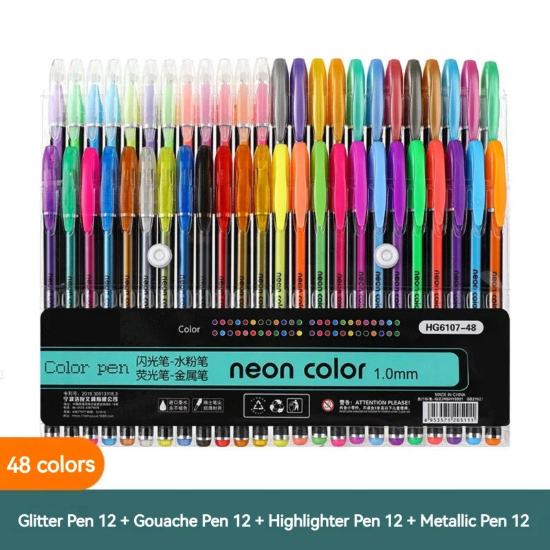 Metallic Glitter Gel Pen & Highlighter Sets by HitMyNeed