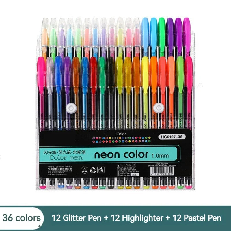 Metallic Glitter Gel Pen & Highlighter Sets by HitMyNeed