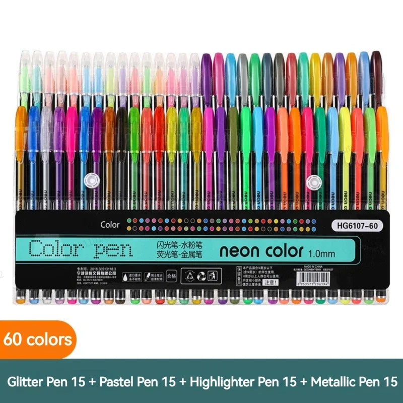 Metallic Glitter Gel Pen & Highlighter Sets by HitMyNeed