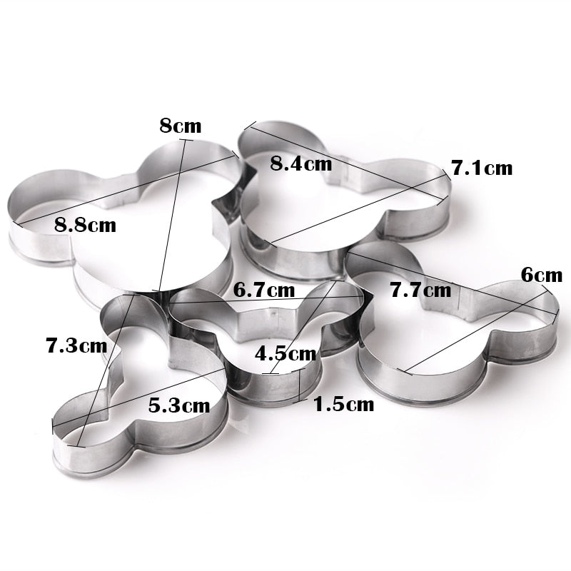 Mickey Mouse Stainless Steel Cookie Cutter Set 5pcs by HitMyNeed