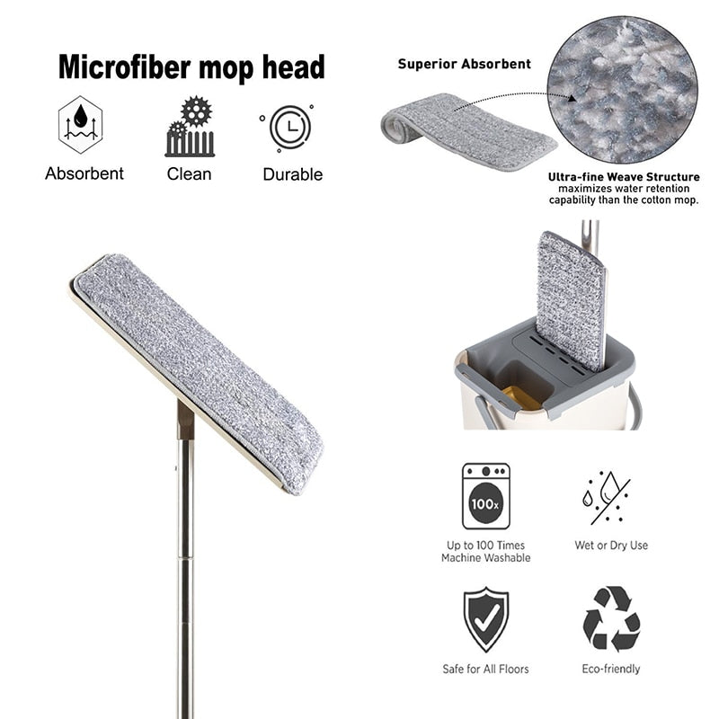 Microfiber Flat Mop and Double-Chamber Bucket System by HitMyNeed