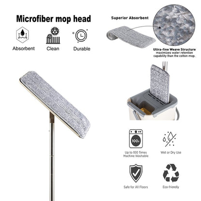 Microfiber Flat Mop and Double-Chamber Bucket System by HitMyNeed