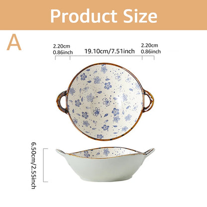 Microwavable Ceramic Bowl with Handles 700ml style-a by HitMyNeed