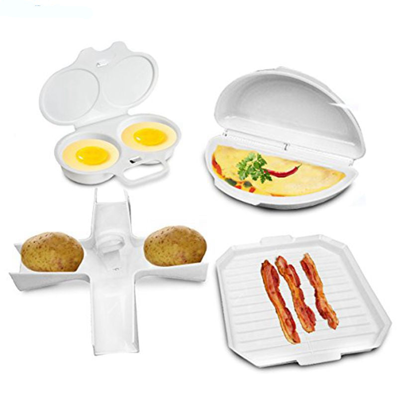 Microwave Egg, Bacon & Potato Cooker 4-Piece Set by HitMyNeed