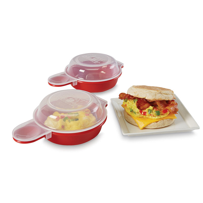 Microwave Egg Maker Set with Lids (2 Pack) by HitMyNeed