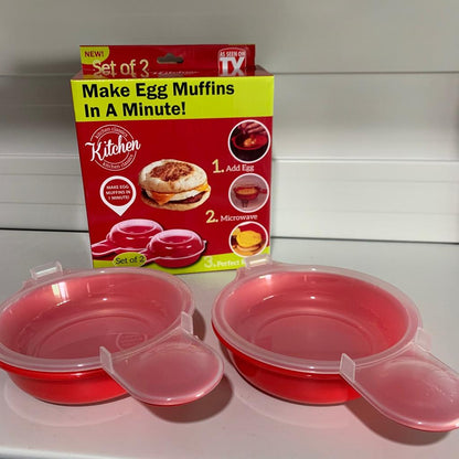 Microwave Egg Maker Set with Lids (2 Pack) by HitMyNeed