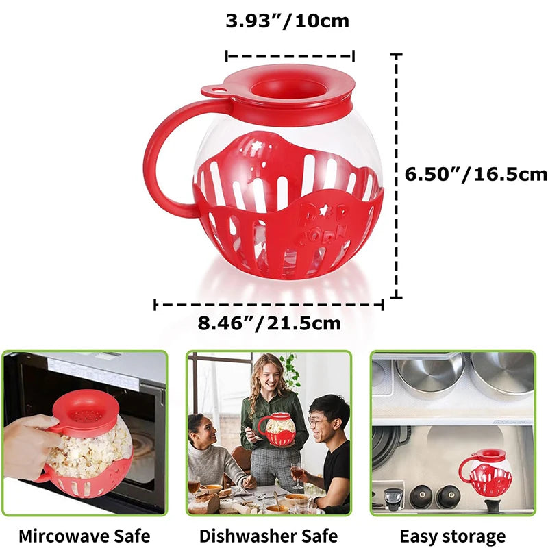 Microwave Glass Popcorn Popper with Silicone Lid by HitMyNeed