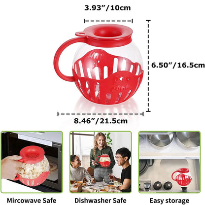 Microwave Glass Popcorn Popper with Silicone Lid by HitMyNeed