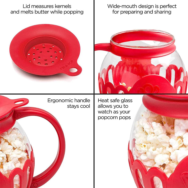 Microwave Glass Popcorn Popper with Silicone Lid by HitMyNeed